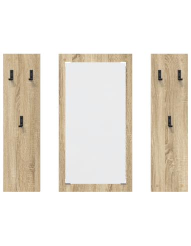 Appendiabiti a muro con specchio Rovere Sonoma 96 x 1,5 x 90 cm