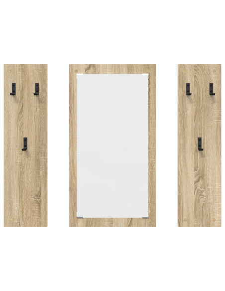 Appendiabiti a muro con specchio Rovere Sonoma 96 x 1,5 x 90 cm