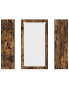 Appendiabiti a muro con specchio Rovere fumé 96 x 1,5 x 90 cm