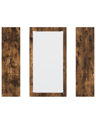Appendiabiti a muro con specchio Rovere fumé 96 x 1,5 x 90 cm