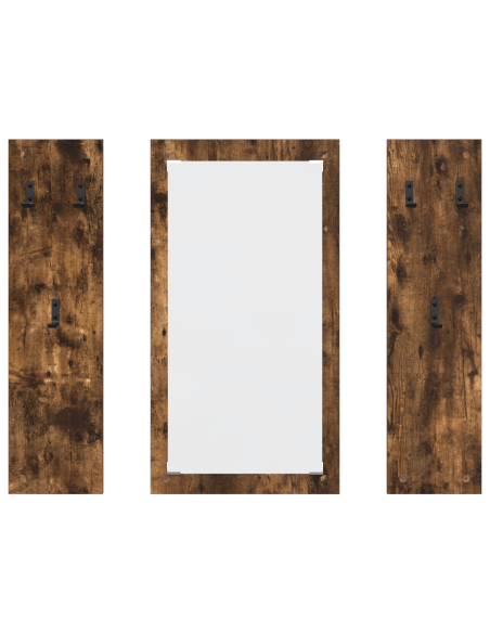 Appendiabiti a muro con specchio Rovere fumé 96 x 1,5 x 90 cm