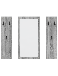 Appendiabiti a muro con specchio Grigio Sonoma 96 x 1,5 x 90 cm