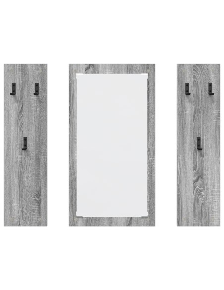 Appendiabiti a muro con specchio Grigio Sonoma 96 x 1,5 x 90 cm