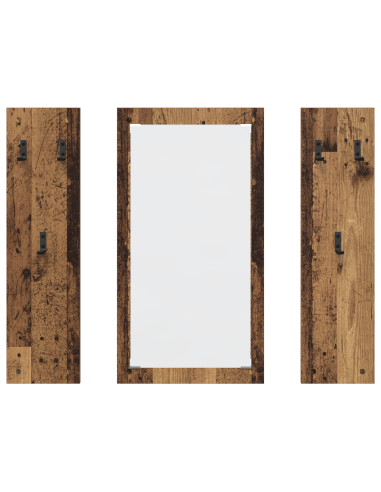 Appendiabiti a muro con specchio Legno vecchio 96 x 1,5 x 90 cm