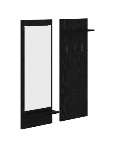 Appendiabiti a muro con lo scaffale Rovere Nero 70 x 10 x 90 cm