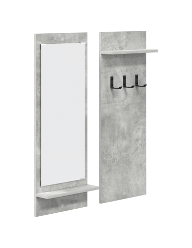 Appendiabiti a muro con specchio Grigio cemento 70 x 10 x 90 cm