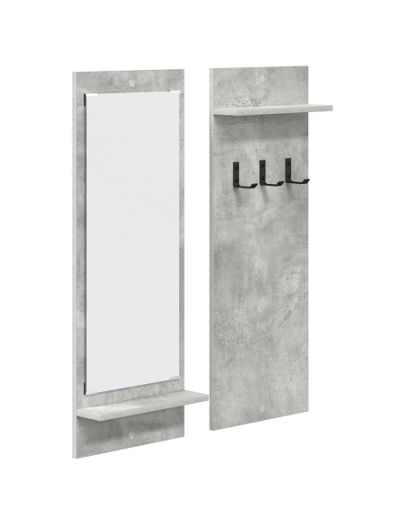 Appendiabiti a muro con specchio Grigio cemento 70 x 10 x 90 cm