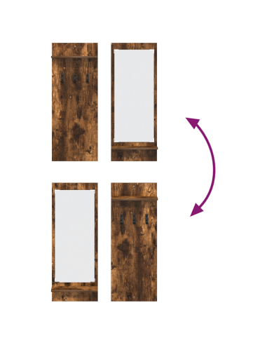 Appendiabiti a muro con lo scaffale Rovere fumé 70 x 10 x 90 cm