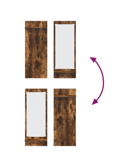 Appendiabiti a muro con lo scaffale Rovere fumé 70 x 10 x 90 cm