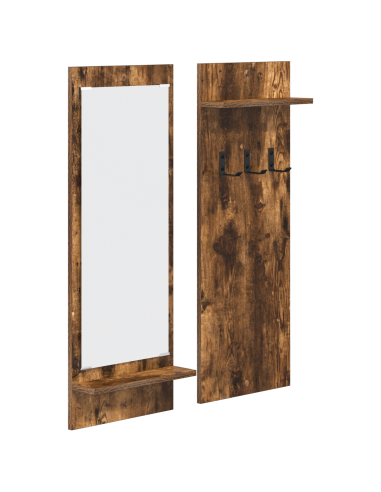 Appendiabiti a muro con lo scaffale Rovere fumé 70 x 10 x 90 cm