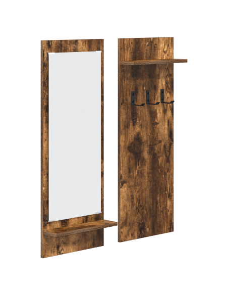 Appendiabiti a muro con lo scaffale Rovere fumé 70 x 10 x 90 cm