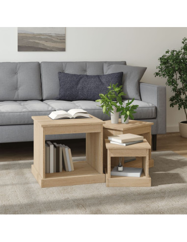 Tavolini da Salotto 3 pz Rovere Sonoma in Legno Multistrato