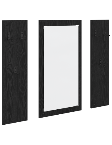 Appendiabiti a muro con specchio Rovere Nero 96 x 1,5 x 90 cm