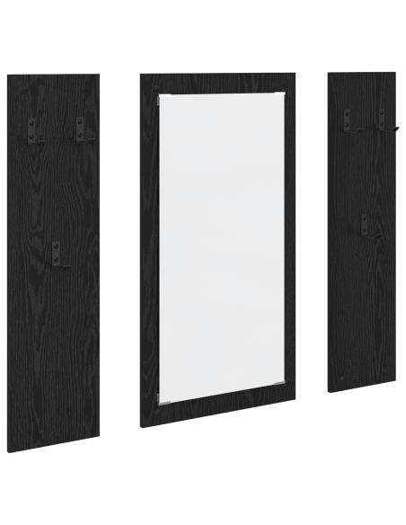 Appendiabiti a muro con specchio Rovere Nero 96 x 1,5 x 90 cm
