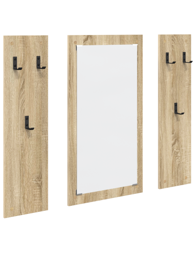 Appendiabiti a muro con specchio Rovere Sonoma 96 x 1,5 x 90 cm