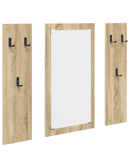 Appendiabiti a muro con specchio Rovere Sonoma 96 x 1,5 x 90 cm