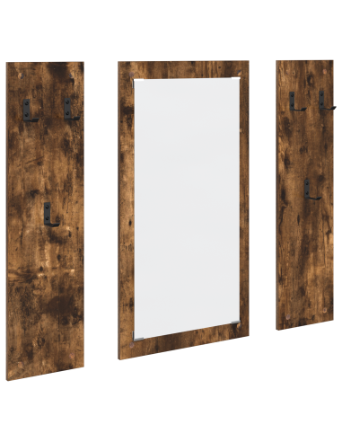 Appendiabiti a muro con specchio Rovere fumé 96 x 1,5 x 90 cm