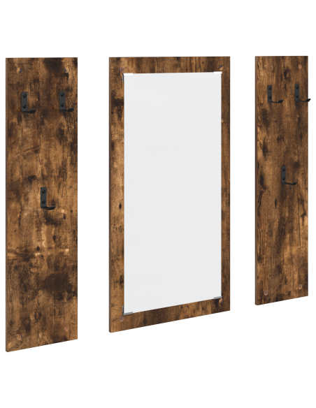 Appendiabiti a muro con specchio Rovere fumé 96 x 1,5 x 90 cm