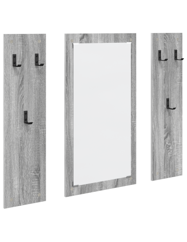 Appendiabiti a muro con specchio Grigio Sonoma 96 x 1,5 x 90 cm