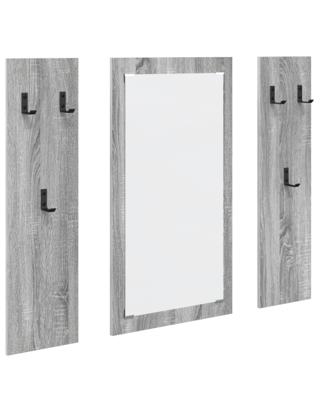 Appendiabiti a muro con specchio Grigio Sonoma 96 x 1,5 x 90 cm