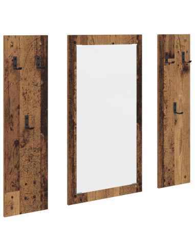 Appendiabiti a muro con specchio Legno vecchio 96 x 1,5 x 90 cm