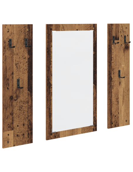 Appendiabiti a muro con specchio Legno vecchio 96 x 1,5 x 90 cm