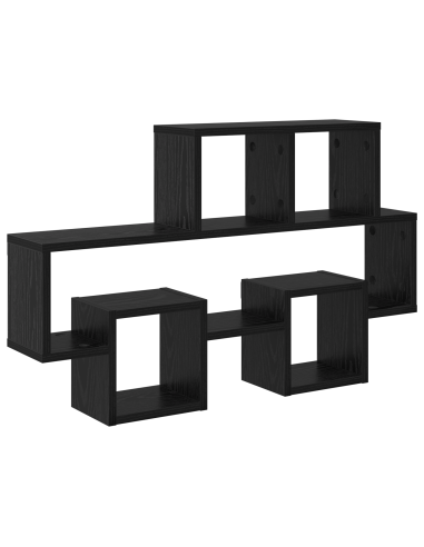 Scaffale da parete con lo scaffale Rovere nero 82 x 15 x 51 cm