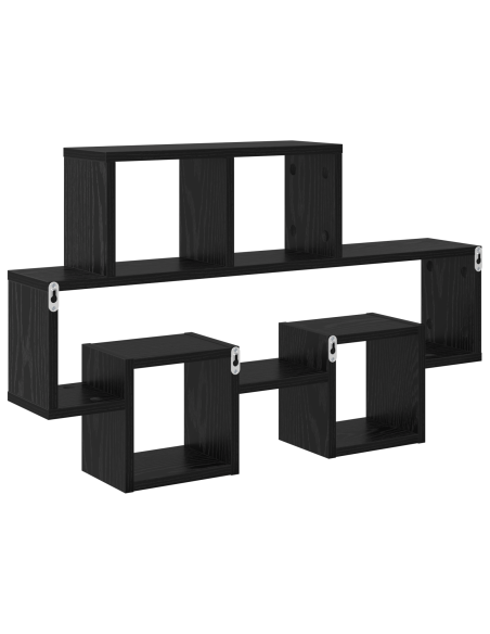 Scaffale da parete con lo scaffale Rovere Nero 82 x 15 x 51 cm