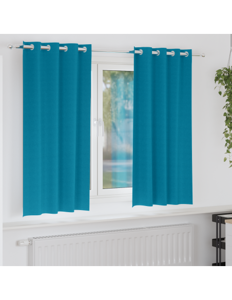 Tende con tende 2 pcs Turchese 175 x 140 cm Poliestere