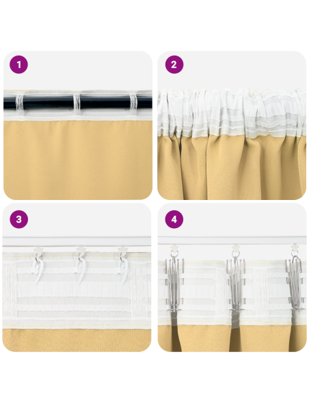 Tende con tende 2 pcs Beige 140 x 140 cm Poliestere
