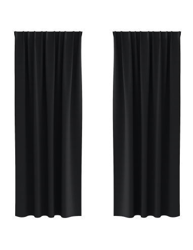 Tende Blackout con Anelli 2 pcs Nero 245 x 140 cm Poliestere