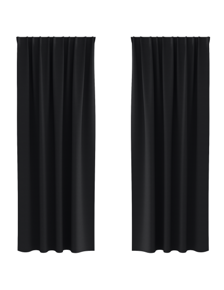 Tende Blackout con Anelli 2 pcs Nero 260 x 140 cm Poliestere