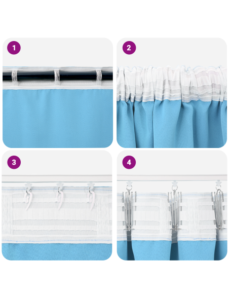 Tende con tende 2 pcs Azzurro 245 x 140 cm Poliestere