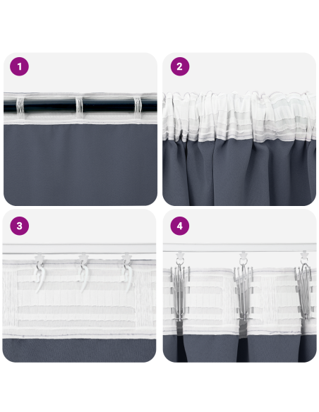 Tende con tende 2 pcs Antracite 260 x 140 cm Poliestere