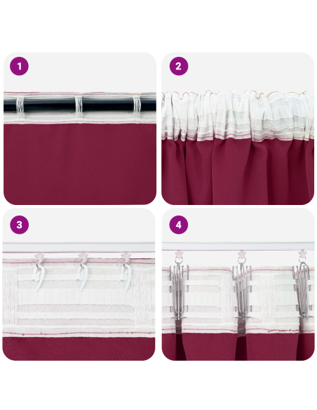 Tende con tende 2 pcs Rosso Vino 245 x 140 cm Poliestere