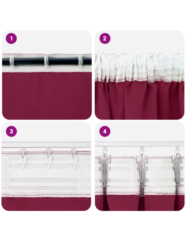 Tende Blackout con Anelli 2 pcs Rosso Vino 260 x 140 cm