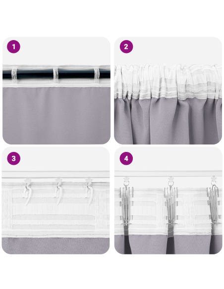 Tende con tende 2 pcs Grigio Metallico 260 x 140 cm Poliestere