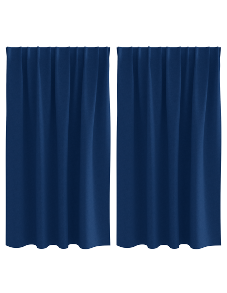 Tende con tende 2 pcs Blu scuro 140 x 140 cm Poliestere