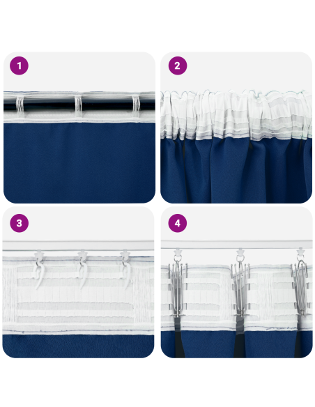 Tende con tende 2 pcs Blu scuro 225 x 140 cm Poliestere