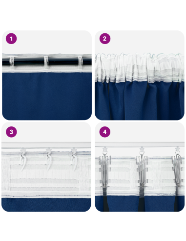 Tende Blackout con Anelli 2 pcs Blu Scuro 245 x 140 cm