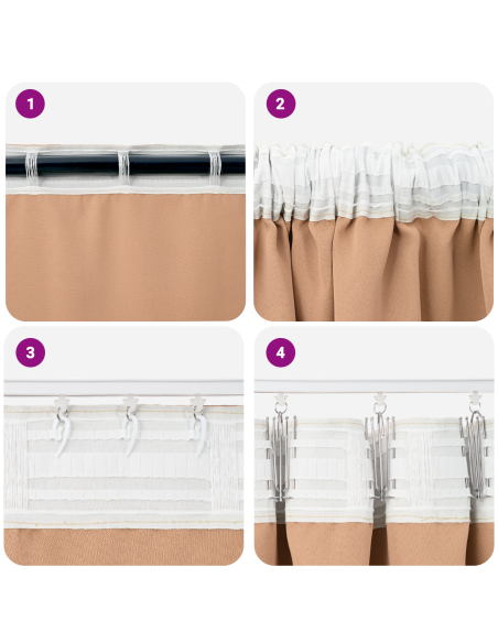 Tende con tende 2 pcs Marrone chiaro 260 x 140 cm Poliestere
