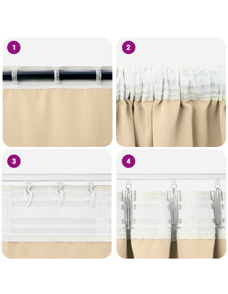 Tende con tende 2 pcs Crema 245 x 140 cm Poliestere