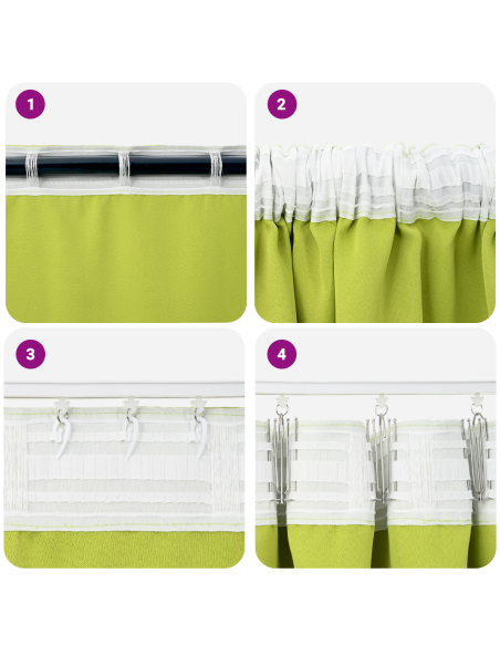 Tende con tende 2 pcs Mela verde 225 x 140 cm Poliestere