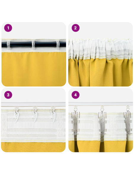 Tende con tende 2 pcs giallo senape 225 x 140 cm Poliestere