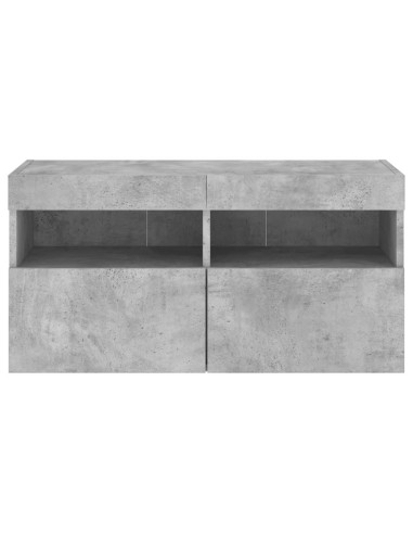 Mobile TV a Parete con Luci LED Grigio Cemento 80x30x40 cm