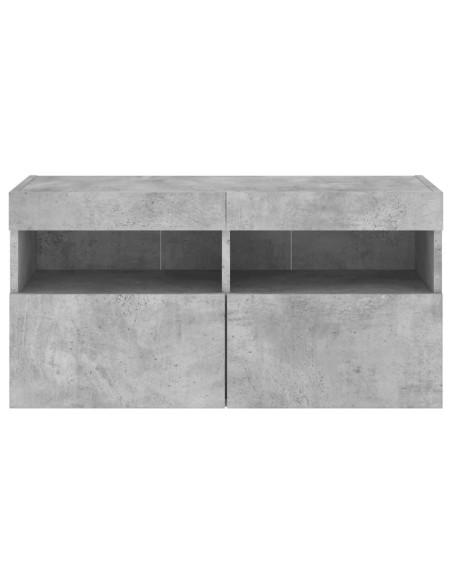 Mobile TV a Parete con Luci LED Grigio Cemento 80x30x40 cm