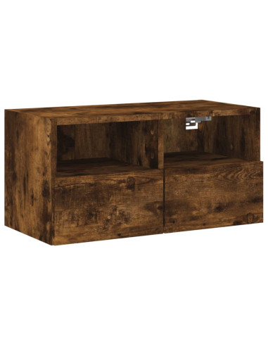 Mobili TV a Muro 5pz Rovere Fumo in Legno Multistrato