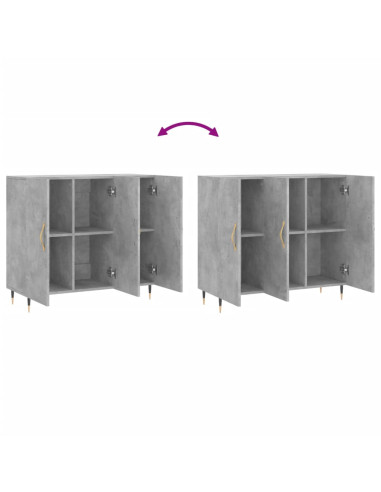 Credenza Grigio Cemento 90x34x80 cm in Legno Multistrato