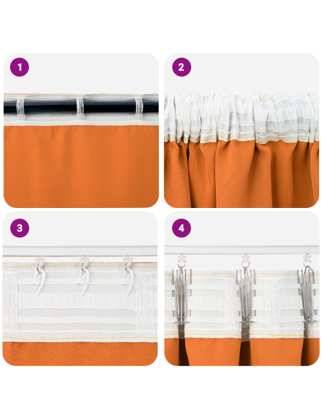 Tende con tende 2 pcs Arancione Vivo 225 x 140 cm Poliestere