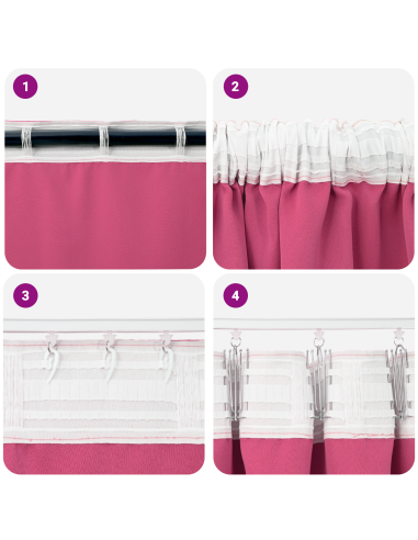 Tende Blackout con Anelli 2 pcs Rosa Vivo 260 x 140 cm